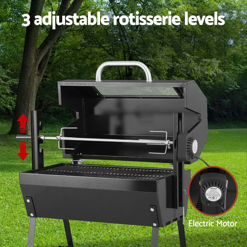 Grillz Charcoal Electric Smoker BBQ Roaster Black