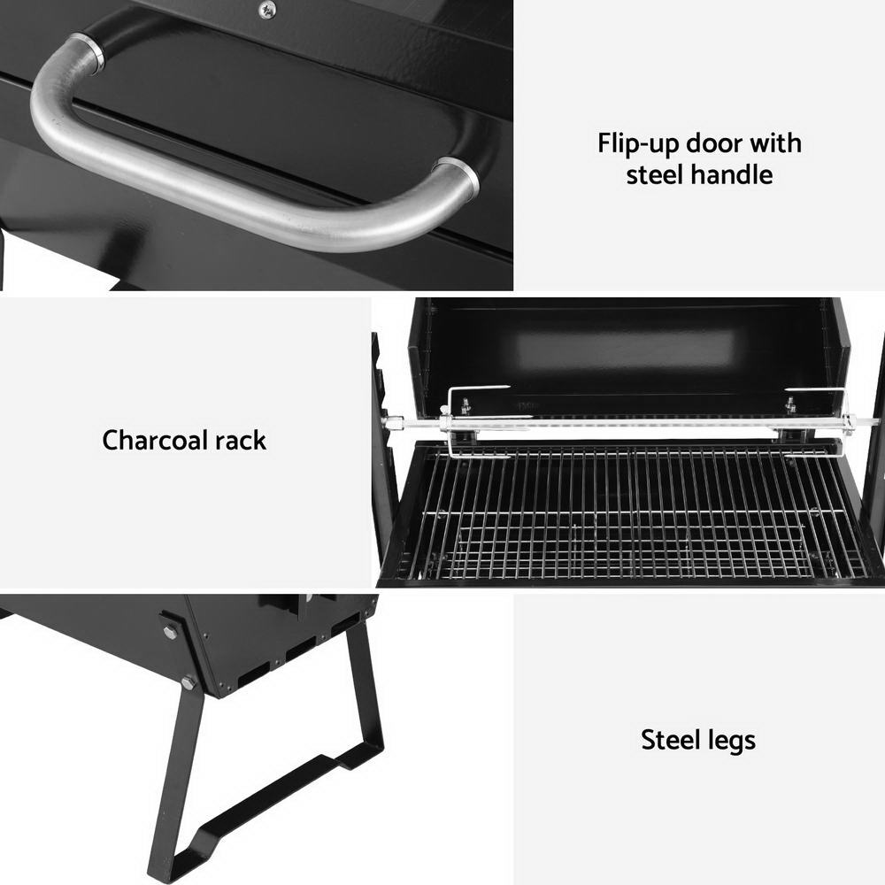 Grillz Charcoal Electric Smoker BBQ Roaster Black