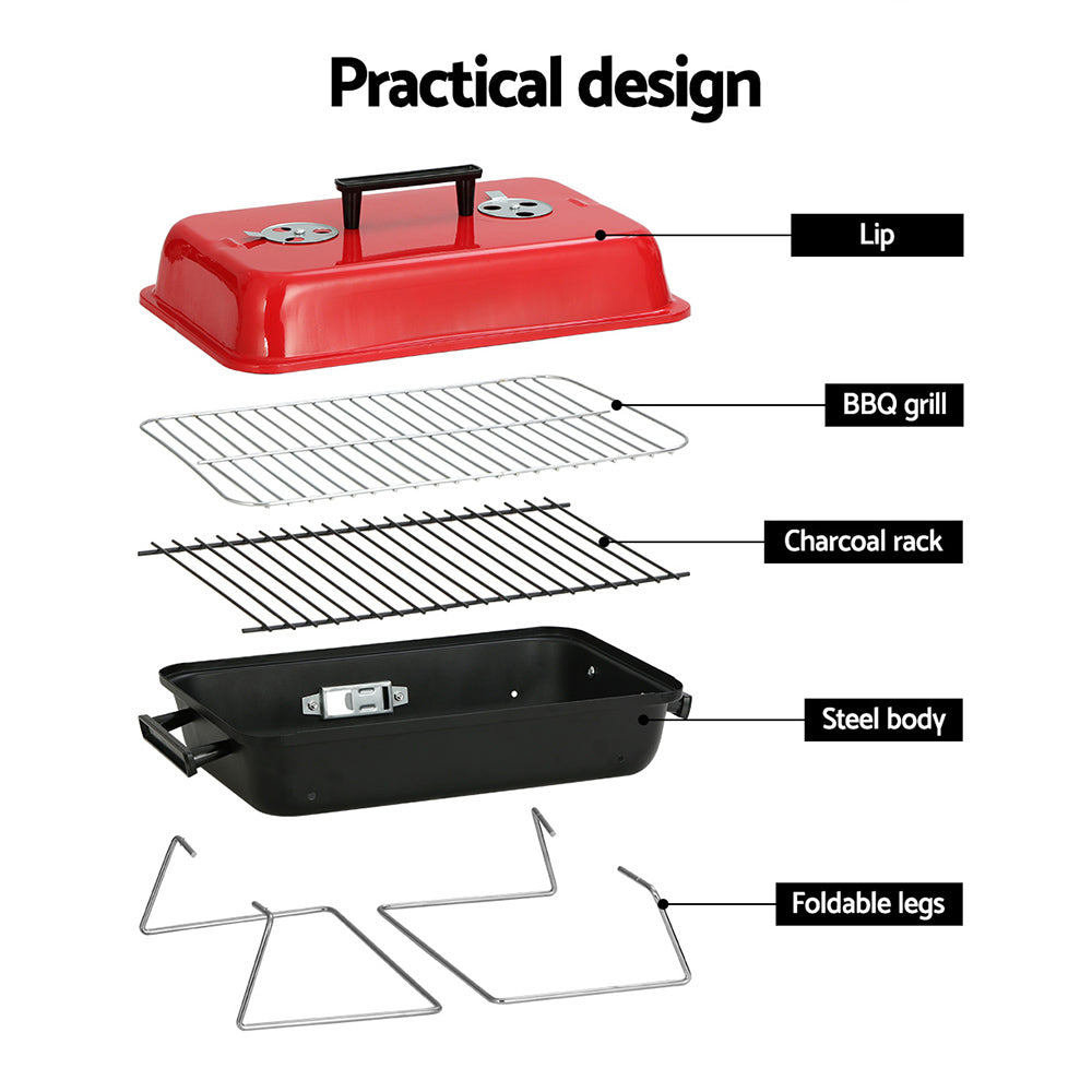 Grillz Portable Charcoal BBQ Smoker Camping Outdoor Grill