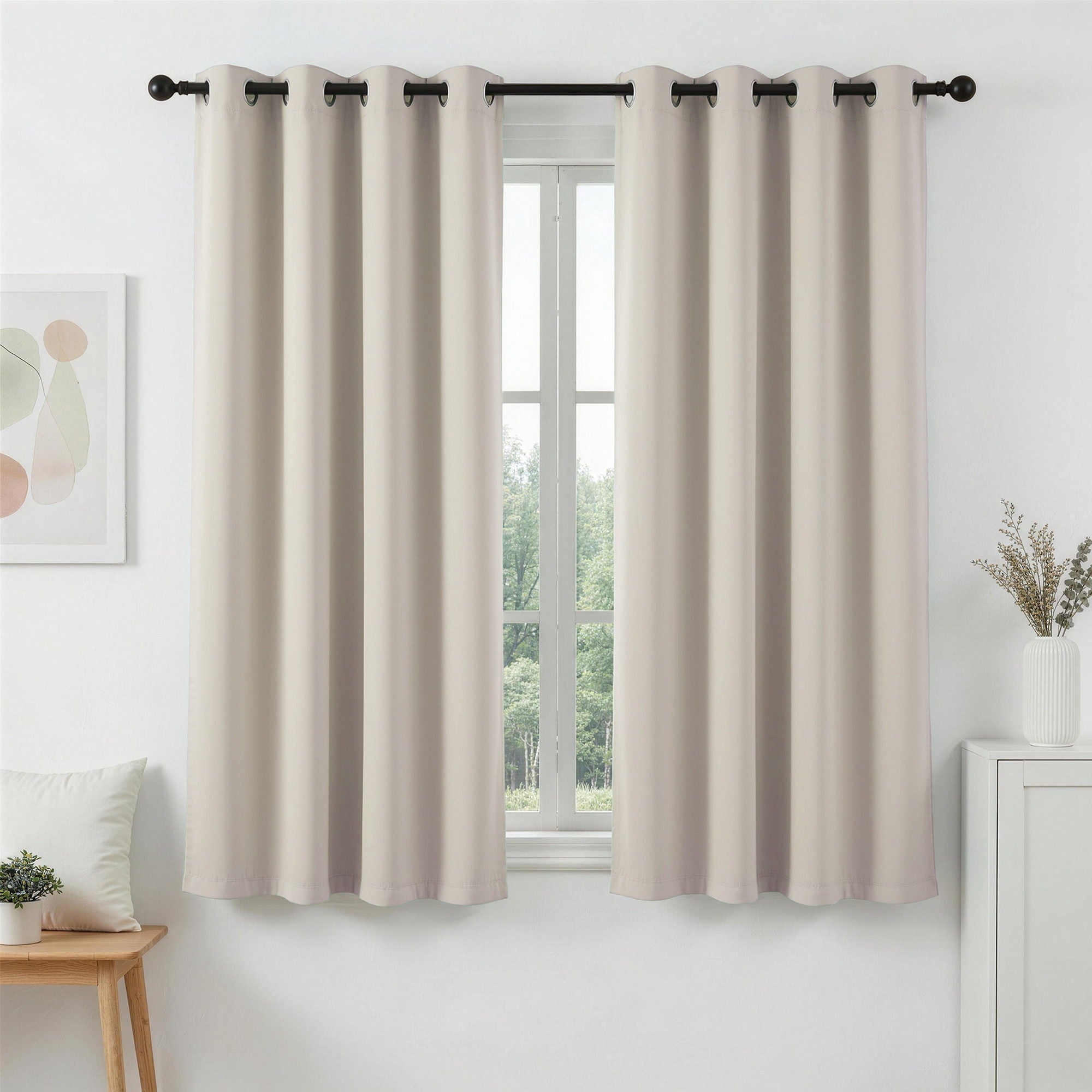Artiss Blockout Curtains 2X 132x160cm Thermal Insulated Eyelet Drapes Beige