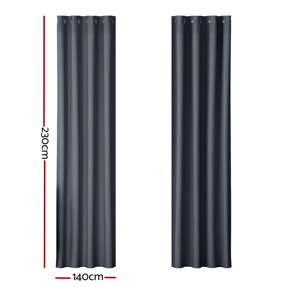 Artiss 140x230cm Blockout Curtains Eyelet Charcoal 2-Pack