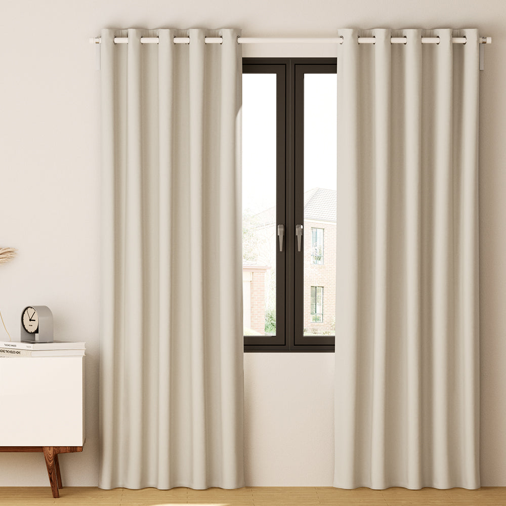 Blockout Eyelet Curtains 180x213cm Beige 2-Pack