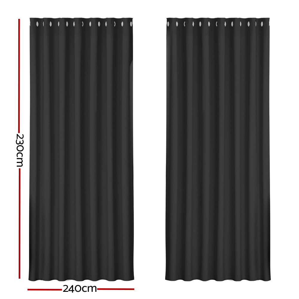 Artiss Black Blockout Curtains Eyelet 240x230cm 2-Pack