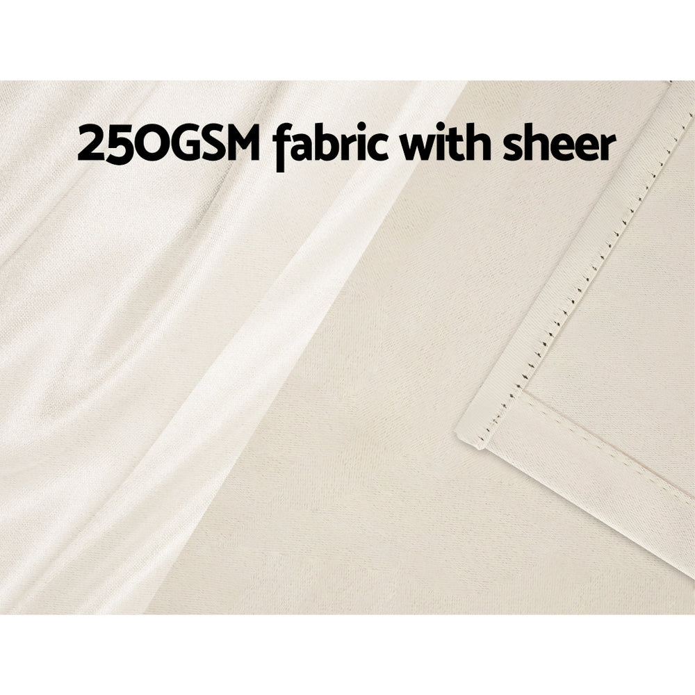 Artiss Blockout Sheer Curtains 132x160cm Beige 2-Pack