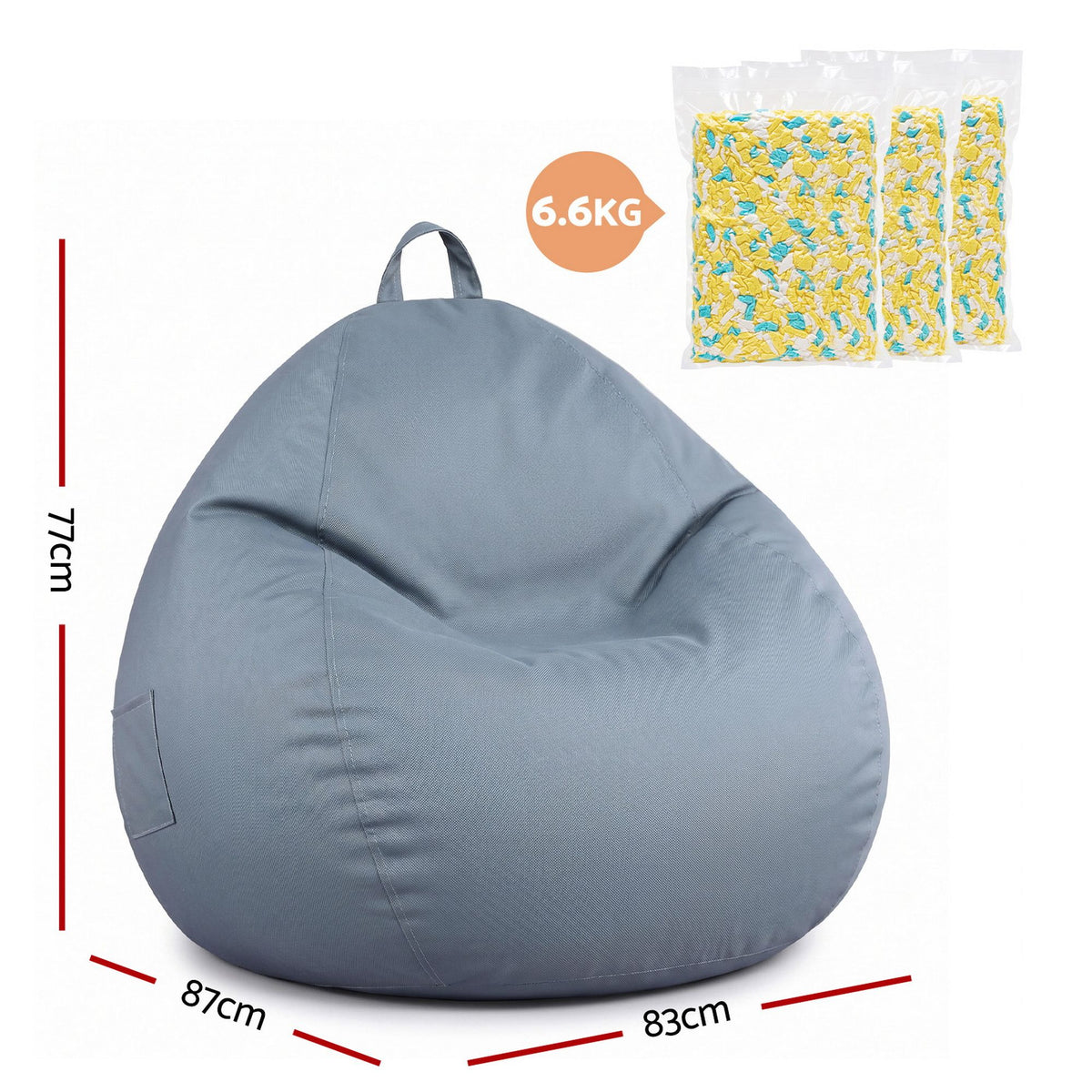 Artiss Outdoor Bean Bag Chair with Filler Splash-Proof Beanbag Sofa for Adults Teens Kids DIY Stuffable Bean Bag for Patio Poolside Relaxing, Grey
