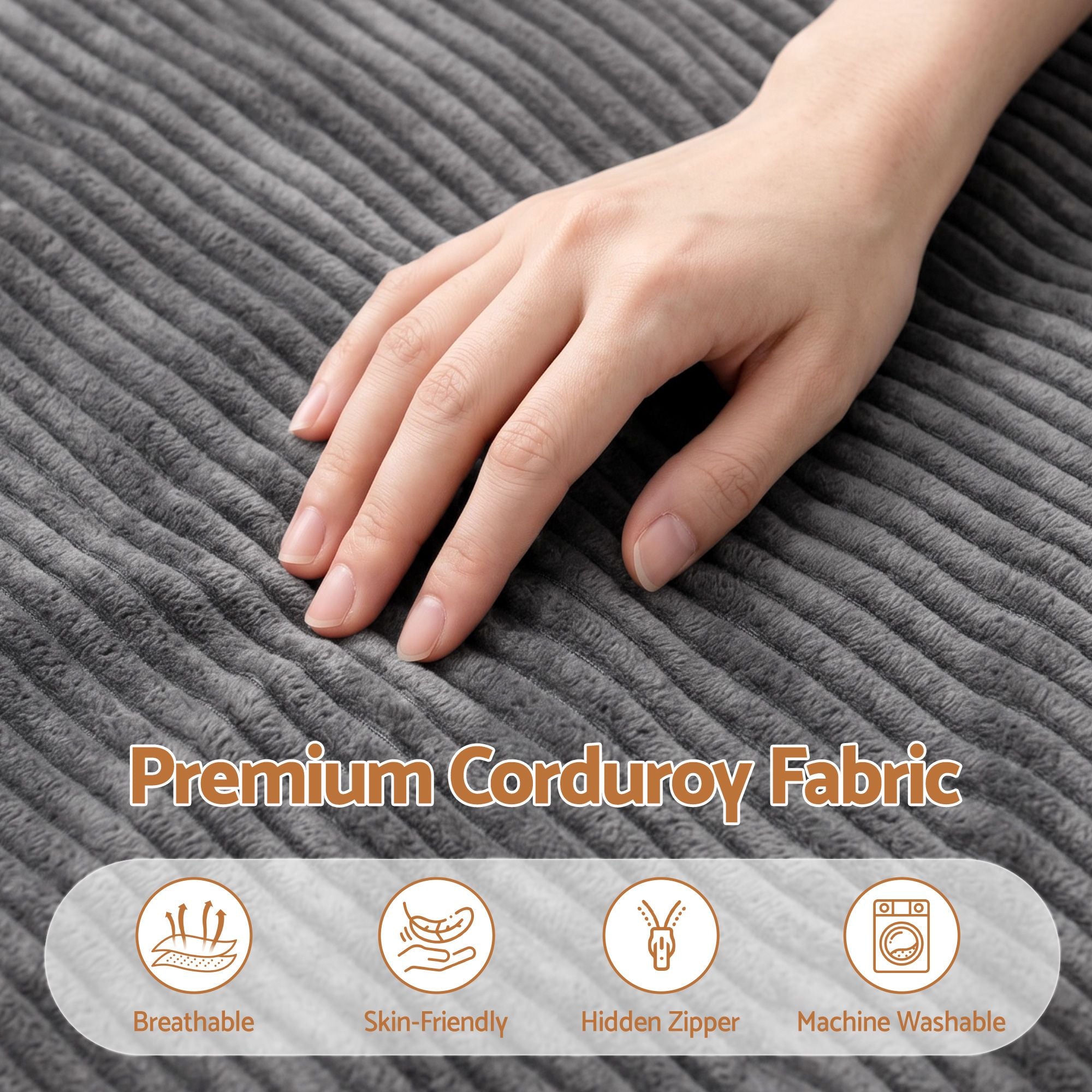 Artiss 3 in 1 Bean Bag Chair Cover No Filler Convertible Bean Bag for Adults, Corduroy Stuffed Animal Storage Bean Bag Cover Washable for Living Room Bedroom, Grey