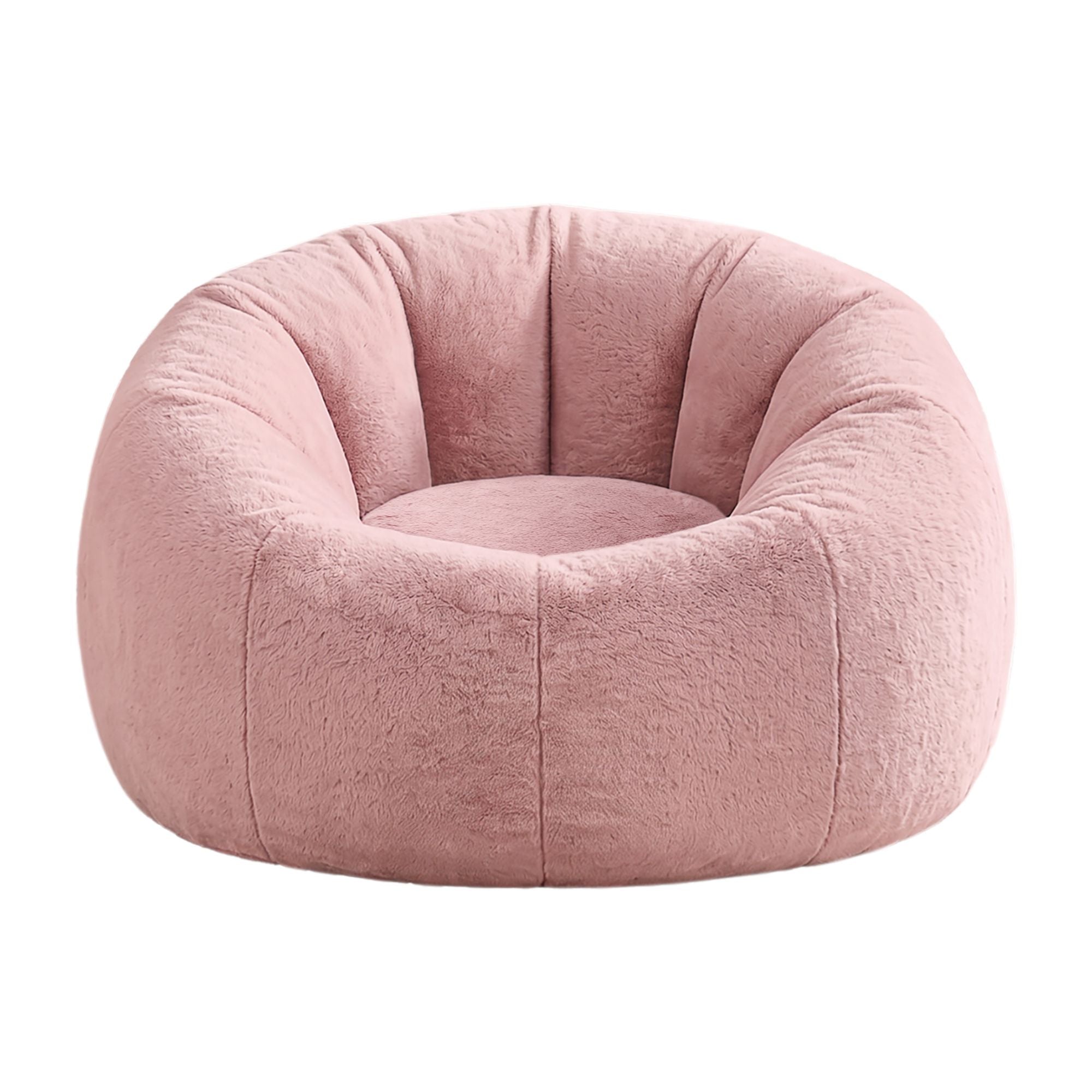 Artiss Bean Bag Chair Cover No Filler Soft Faux Fur Beanbag Cover Large Round Stuffed Animal Storage Bean Bag Cover Washable Lazy Sofa Cover for Adults Kids Teens, Pink