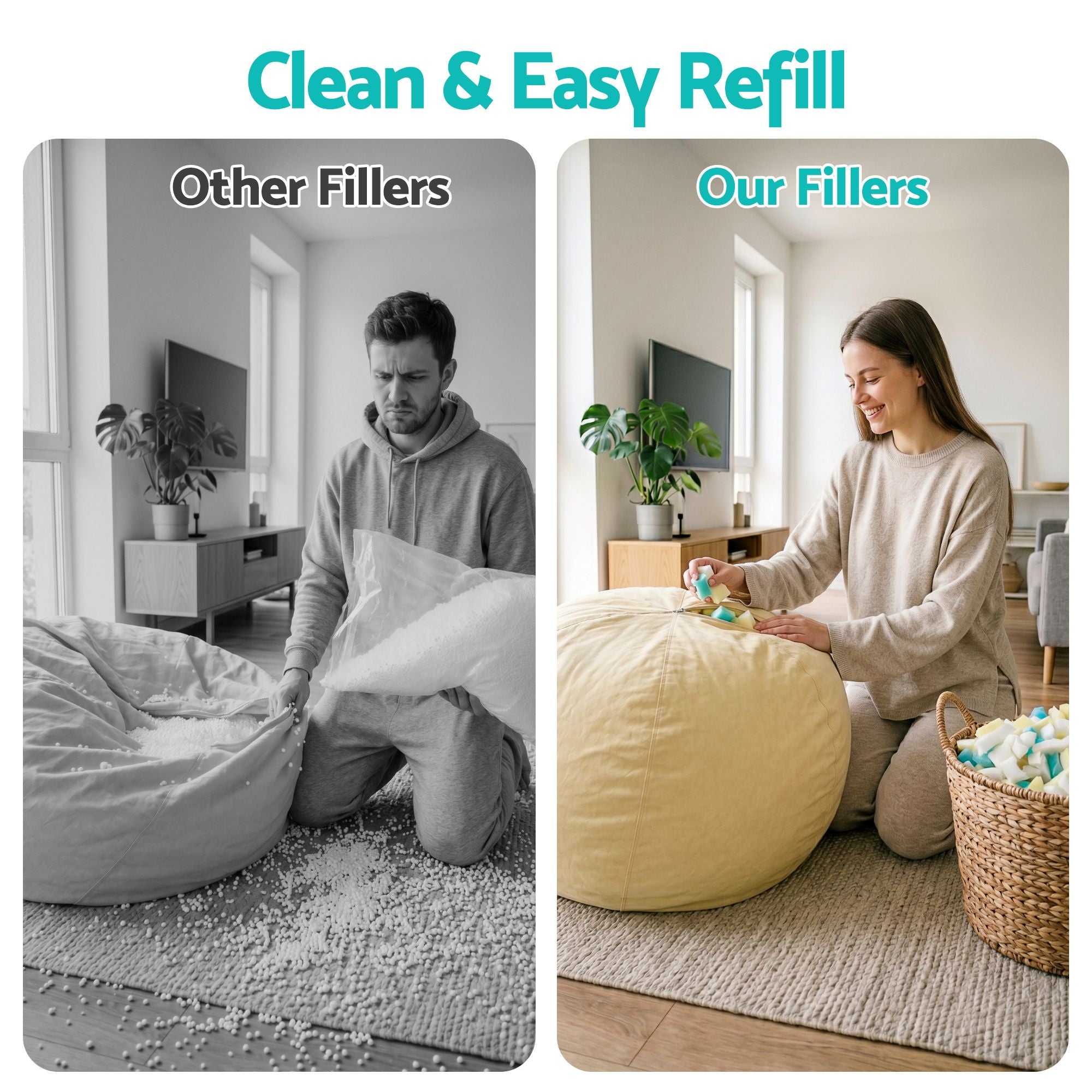 Artiss 10lbs 4.4KG Bean Bag Filler Shredded Memory Foam Filling High Density Soft Pillow Stuffing for Bean Bag Chair, Couch Cushion, Dog Bed, Stuffed Animals and Arts Crafts