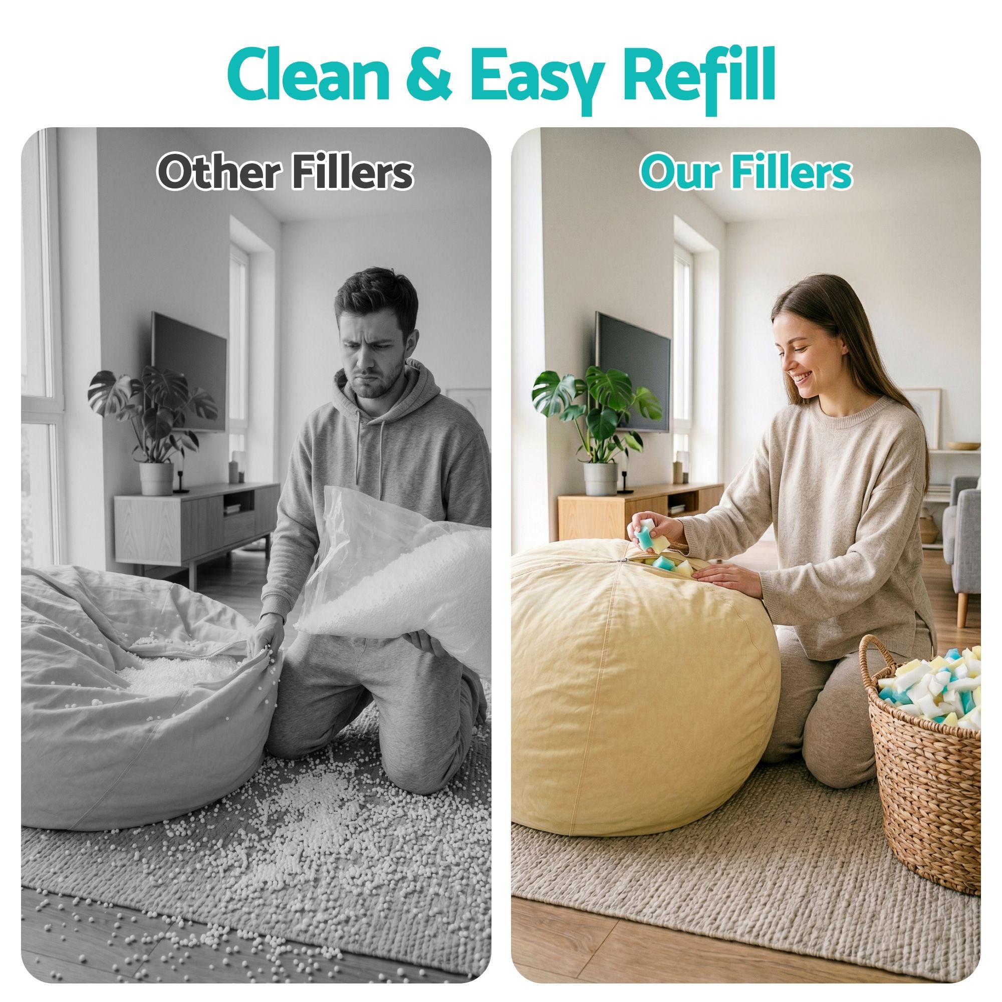 Artiss 20lbs 8.8KG Bean Bag Filler Shredded Memory Foam Filling High Density Soft Pillow Stuffing for Bean Bag Chair, Couch Cushion, Dog Bed, Stuffed Animals and Arts Crafts