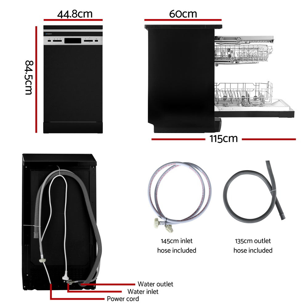 Devanti 10 Place Freestanding Dishwasher Black