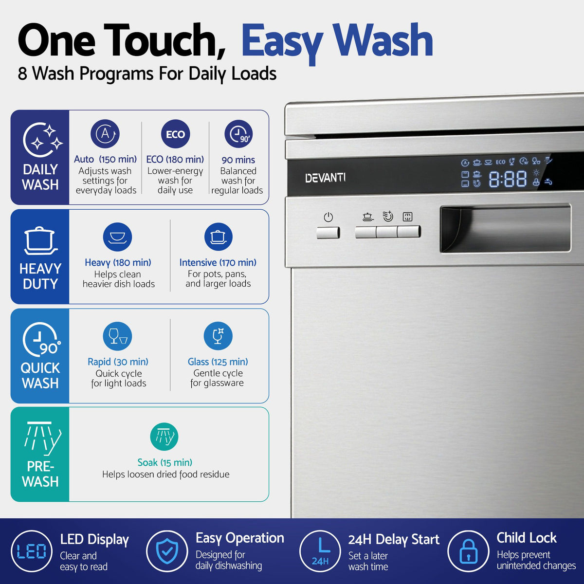 BDW-10-FS36E-SS 10 Place Settings Freestanding Dishwasher Silver