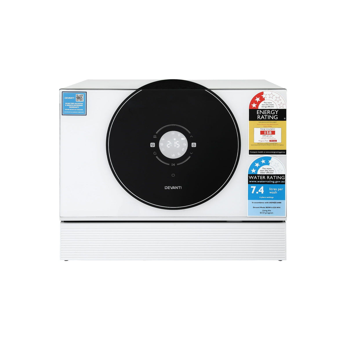 Retro CD 6-Place Setting Benchtop Dishwasher 50cm White