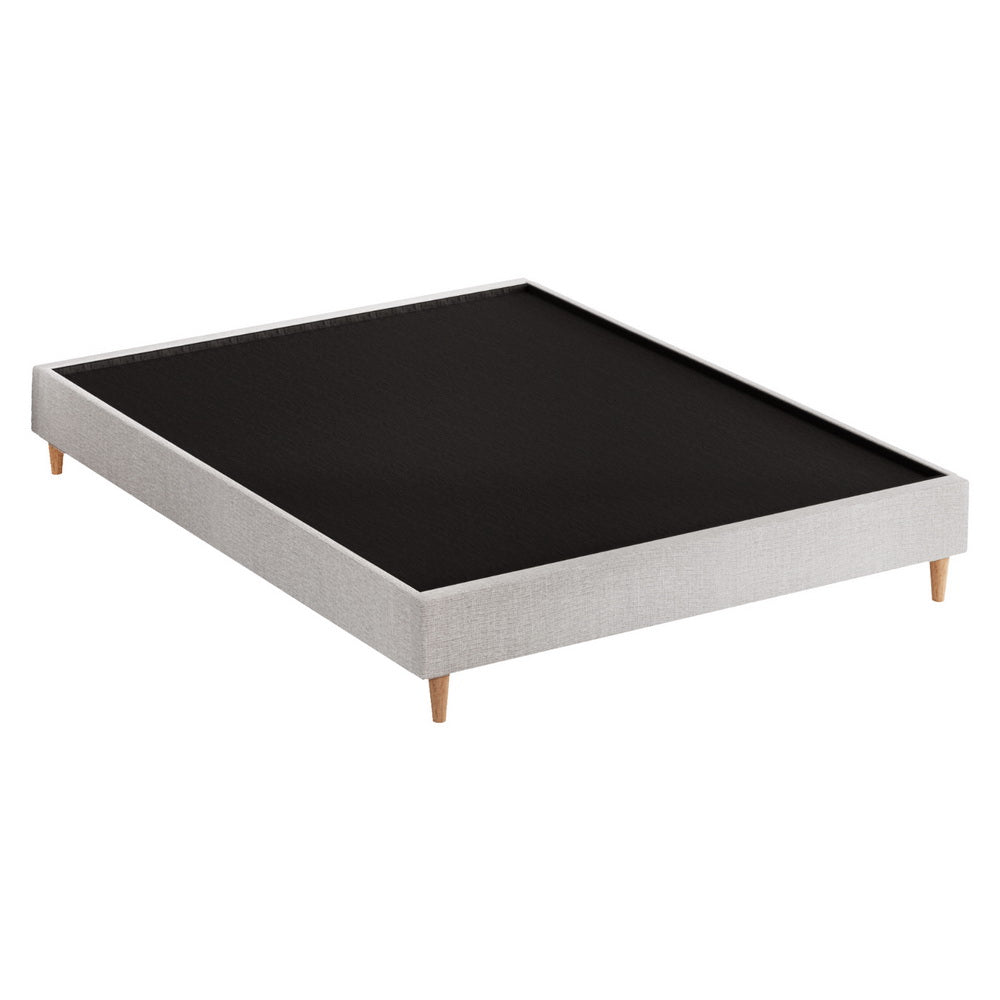 Zora Queen Bed Frame Beige Upholstered