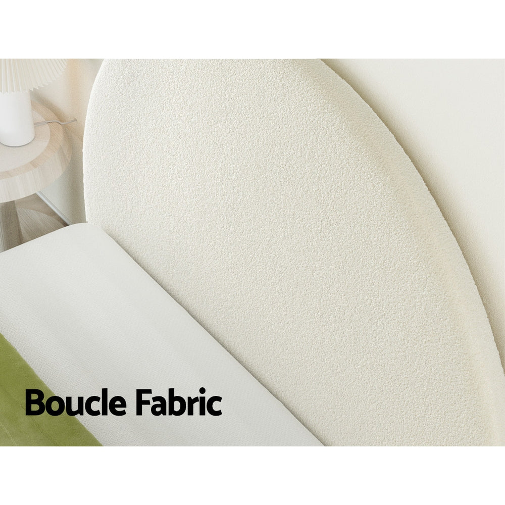 Grei Double Bed Headboard Boucle White
