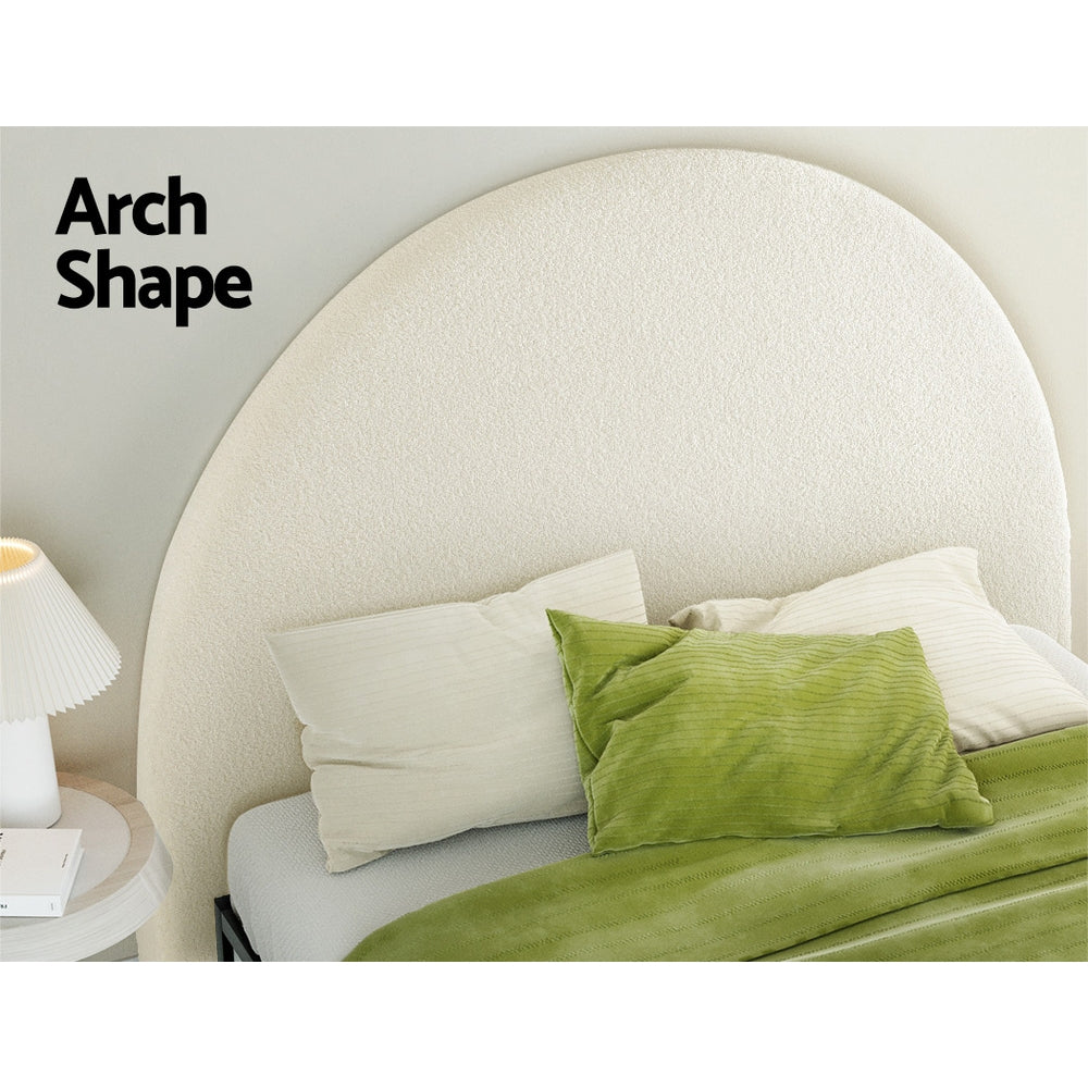 Grei Queen Bed Headboard Boucle White