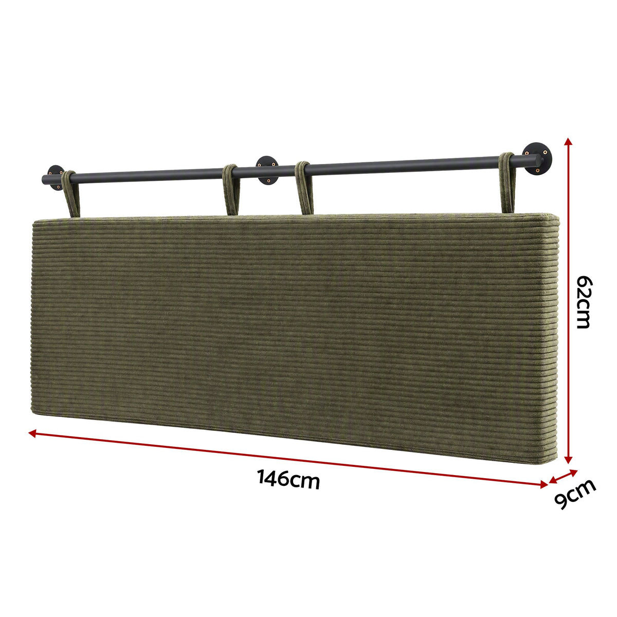 Artiss Wall Mounted Headboard Double Corduroy Upholstered Hanging Bed Head