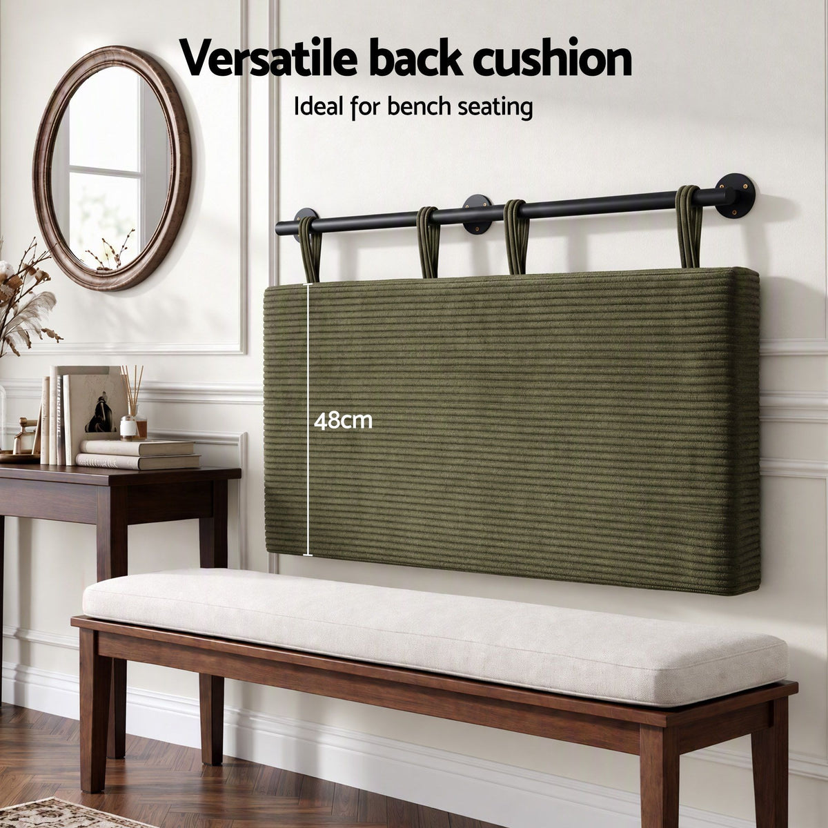 Artiss Wall Mounted Headboard King Single Corduroy Upholstered Hanging Bed Head