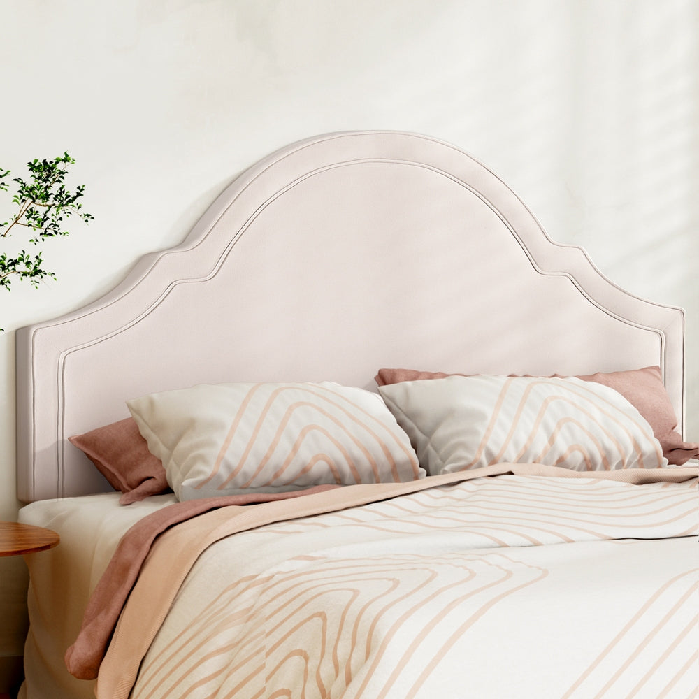 Scalloped King Velvet Bed Headboard Beige - Artiss