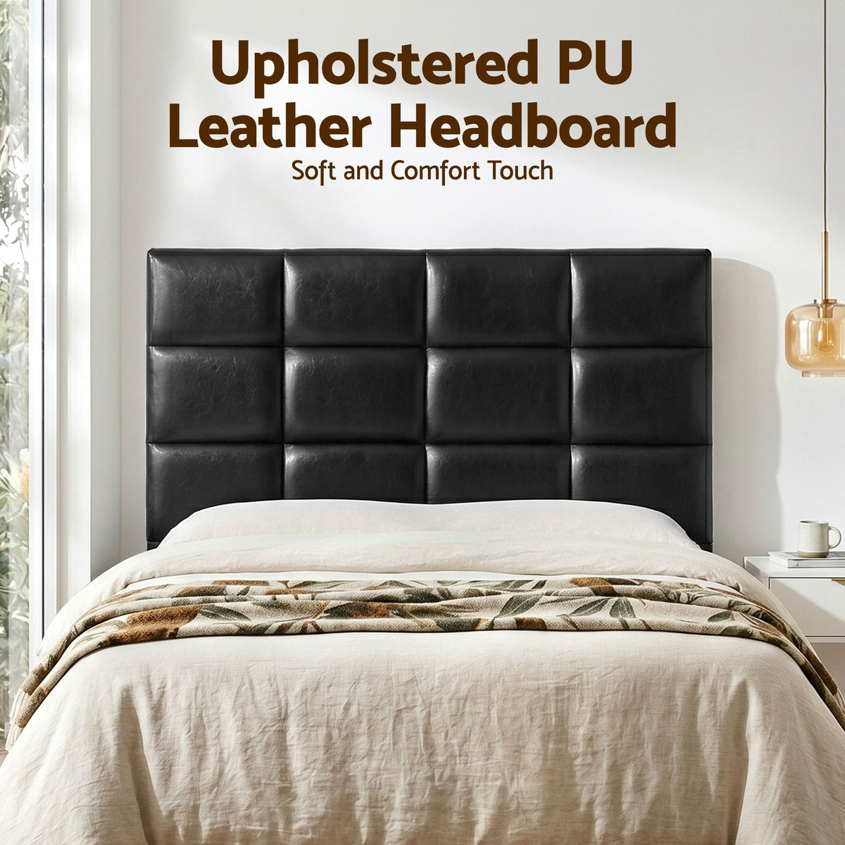 Artiss Queen Bed Headboard Tufted PU Leather Black