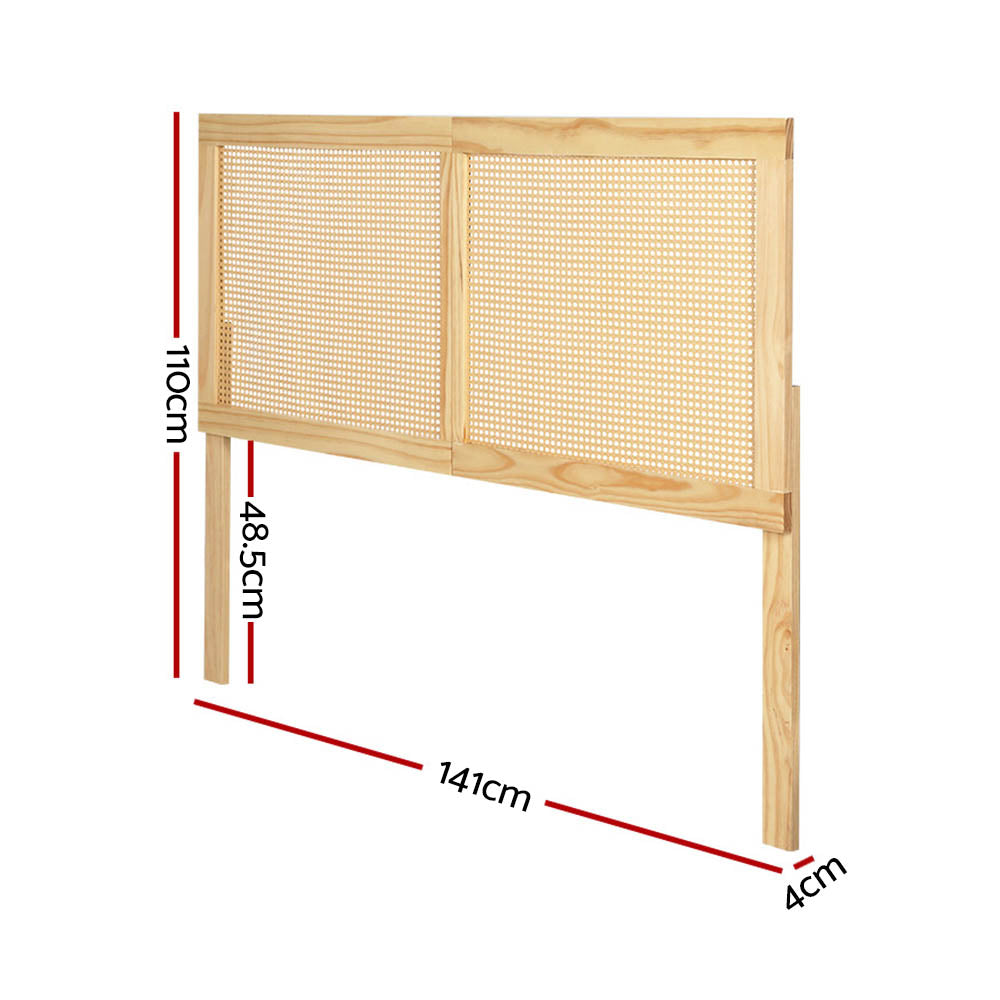 RIBO Double Bed Headboard Rattan Pine