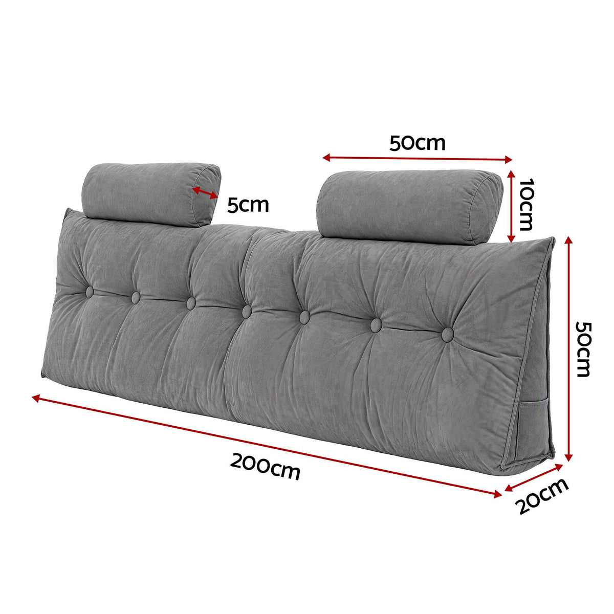 Artiss Headboard Pillow King Wedge Backrest Grey