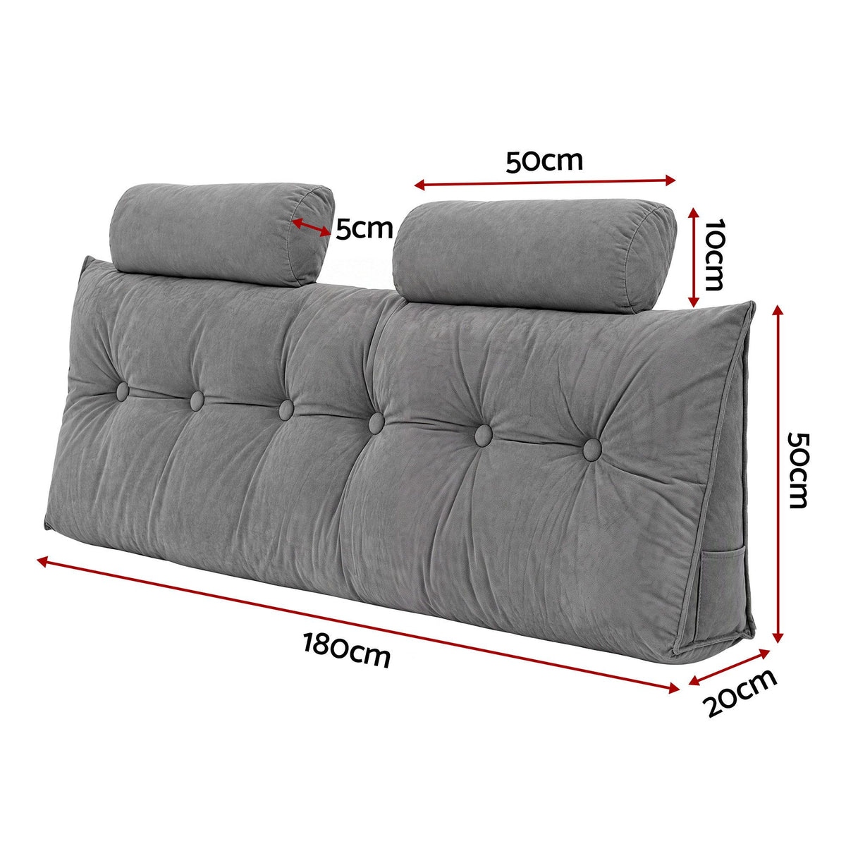 Artiss Headboard Pillow Queen Wedge Backrest Triangular Grey