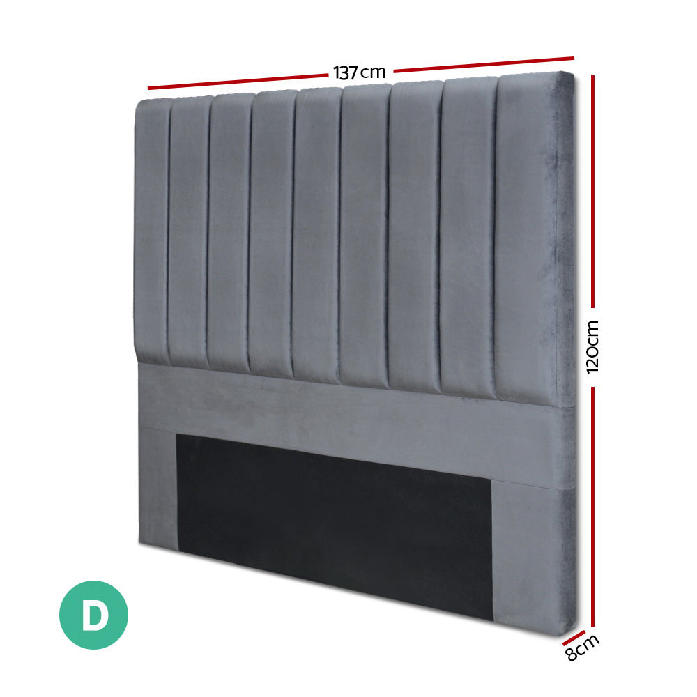 VELA Double Velvet Headboard Grey