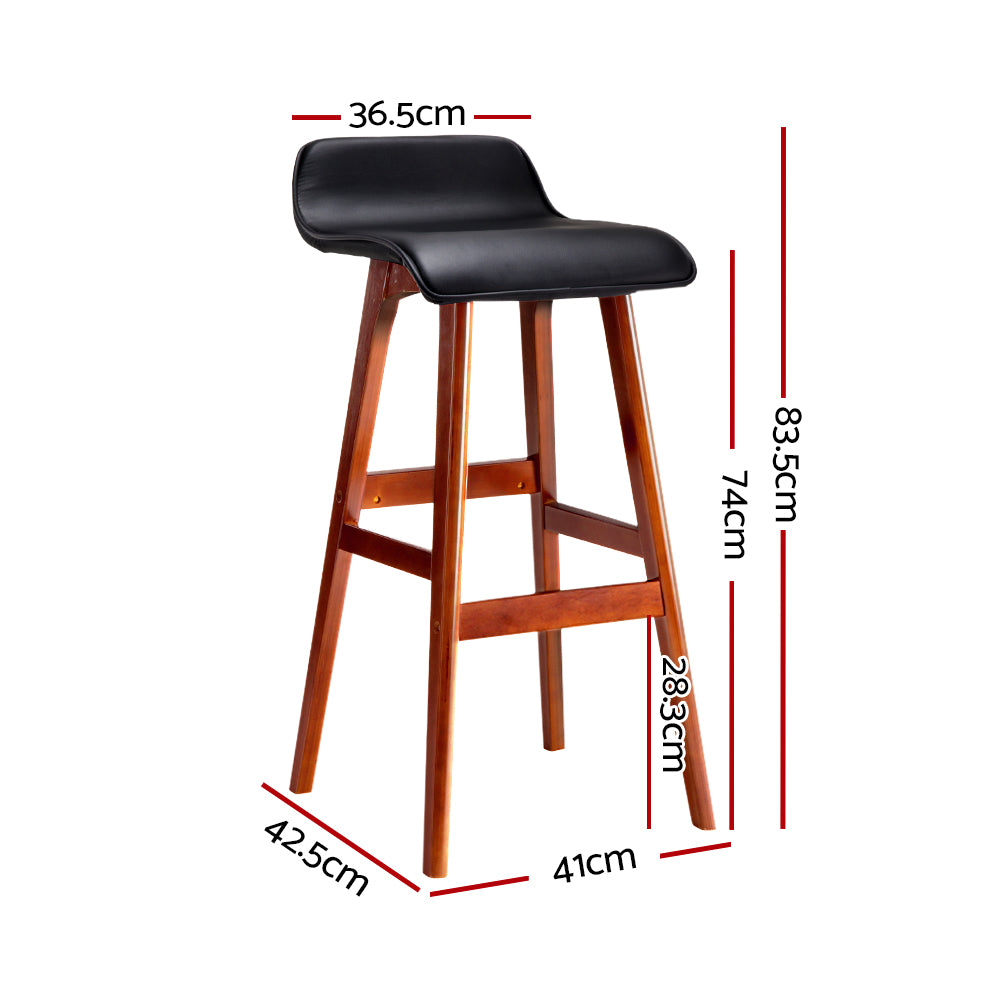 Sliva Bar Stools Set of 2 Black PU Leather Bentwood