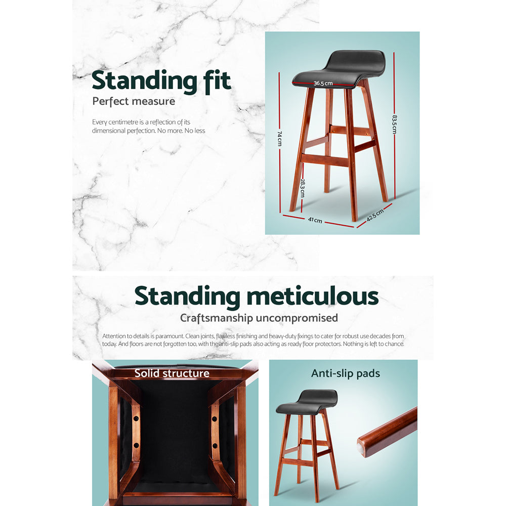 Sliva Bar Stools Set of 2 Black PU Leather Bentwood