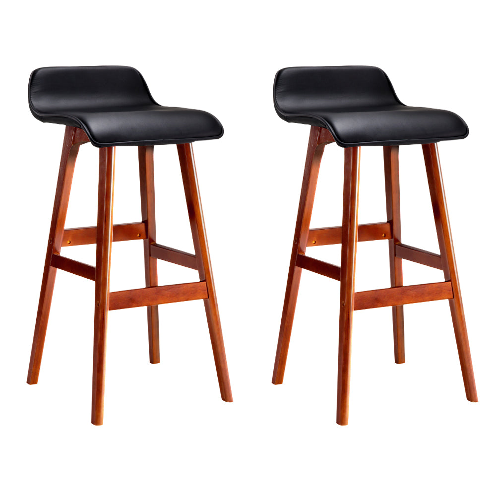 Sliva Bar Stools Set of 2 Black PU Leather Bentwood