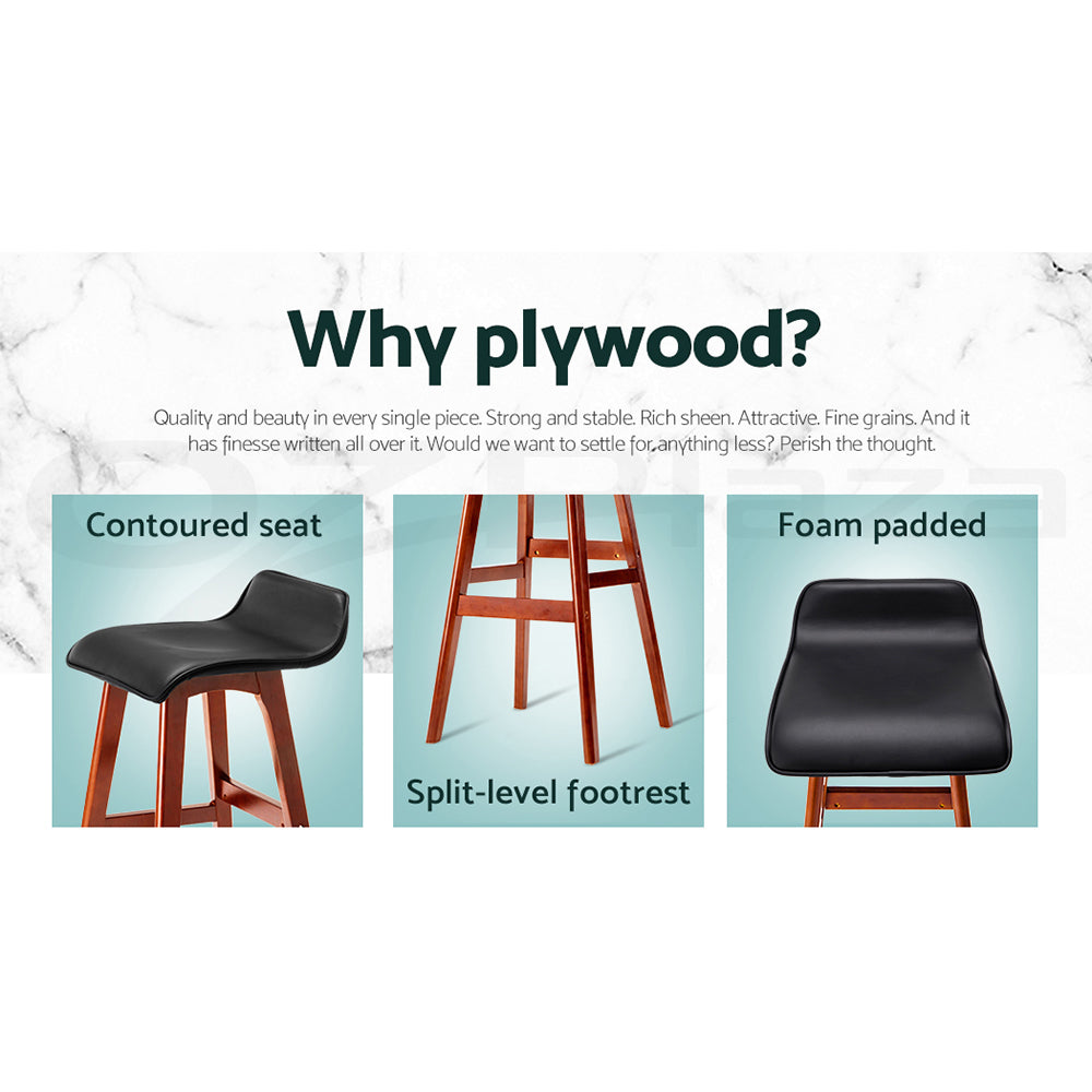 Sliva 4x Wooden Bar Stools Black