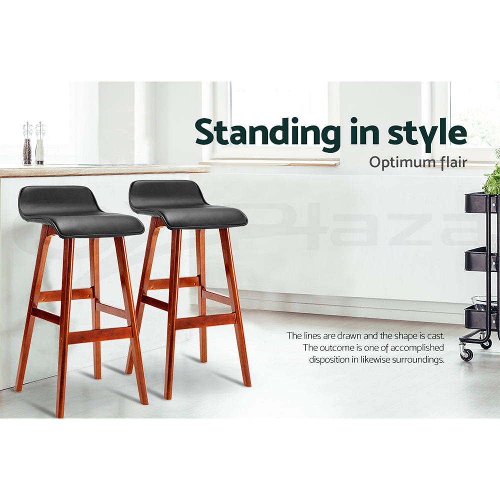 Sliva 4x Wooden Bar Stools Black