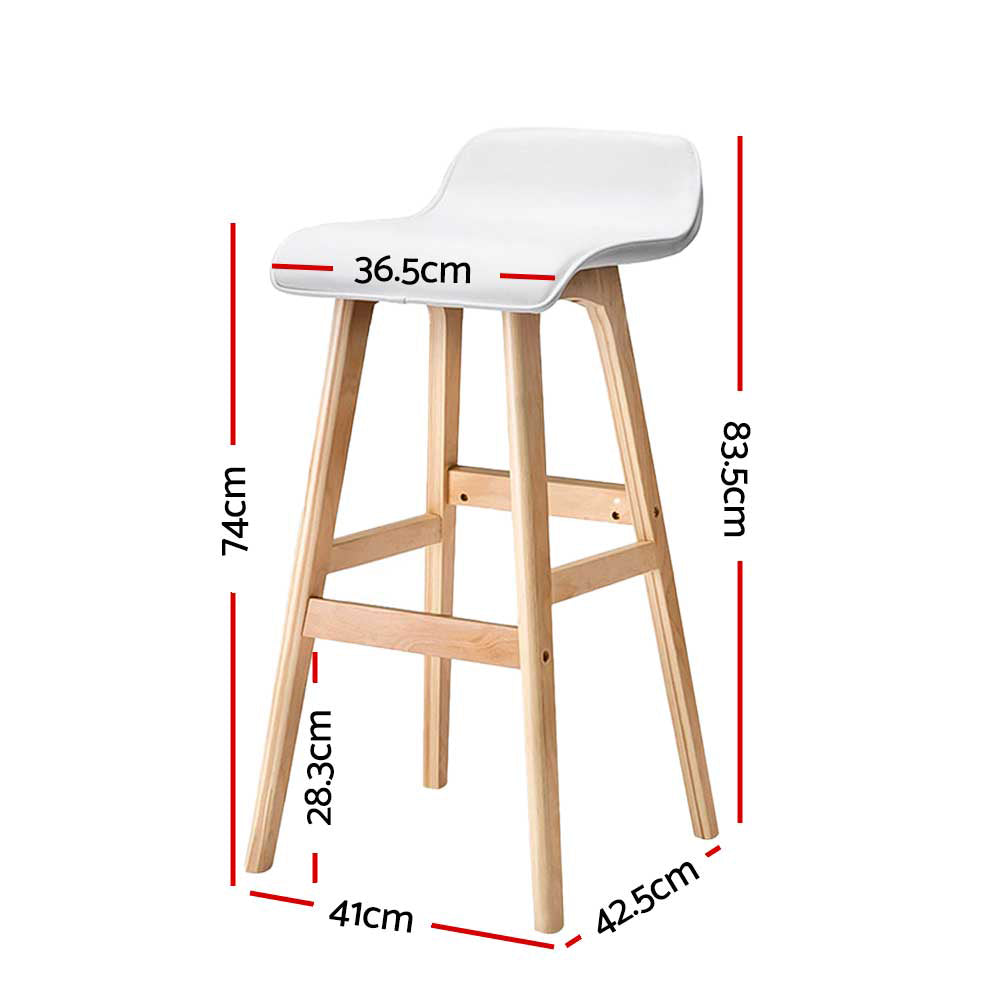 Sliva Bar Stools 2-Pack Wooden White PU Leather