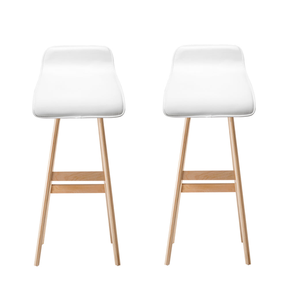 Sliva Bar Stools 2-Pack Wooden White PU Leather