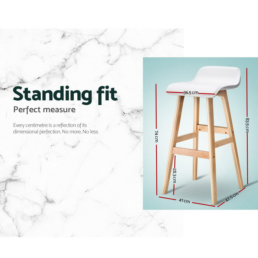 Sliva Bar Stools 2-Pack Wooden White PU Leather