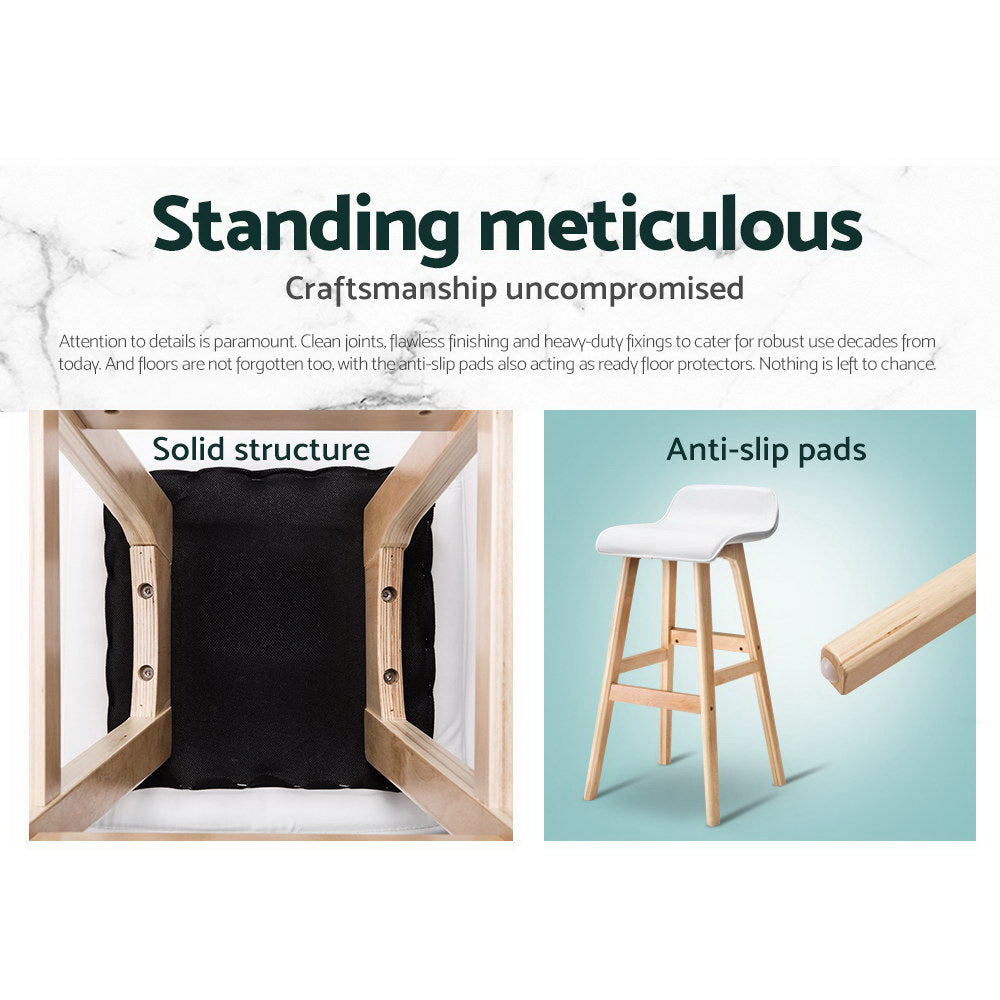 Sliva Bar Stools 2-Pack Wooden White PU Leather
