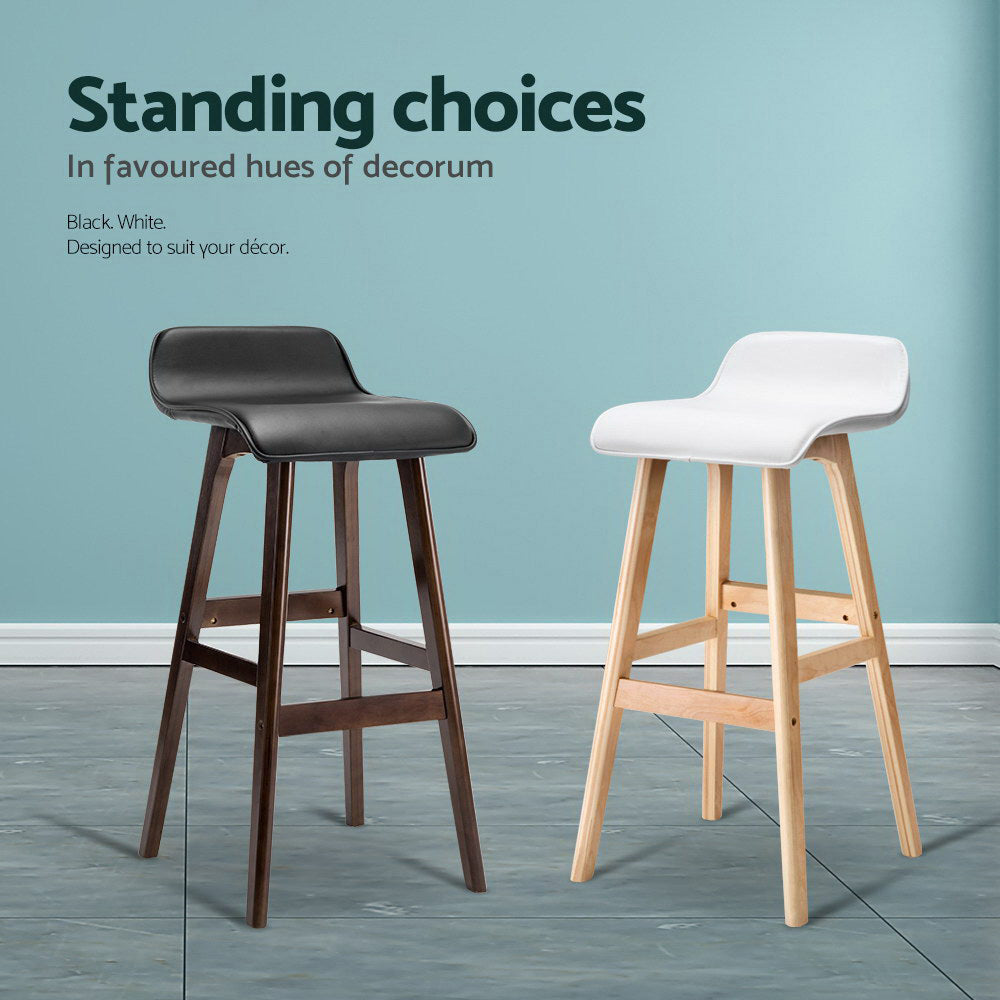 Sliva Bar Stools 2-Pack Wooden White PU Leather