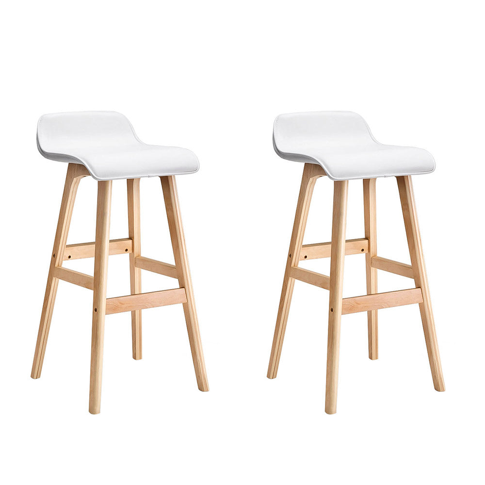 Sliva Bar Stools 2-Pack Wooden White PU Leather