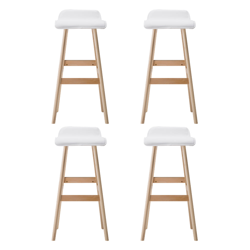 Sliva Set of 4 Bar Stools Wooden White