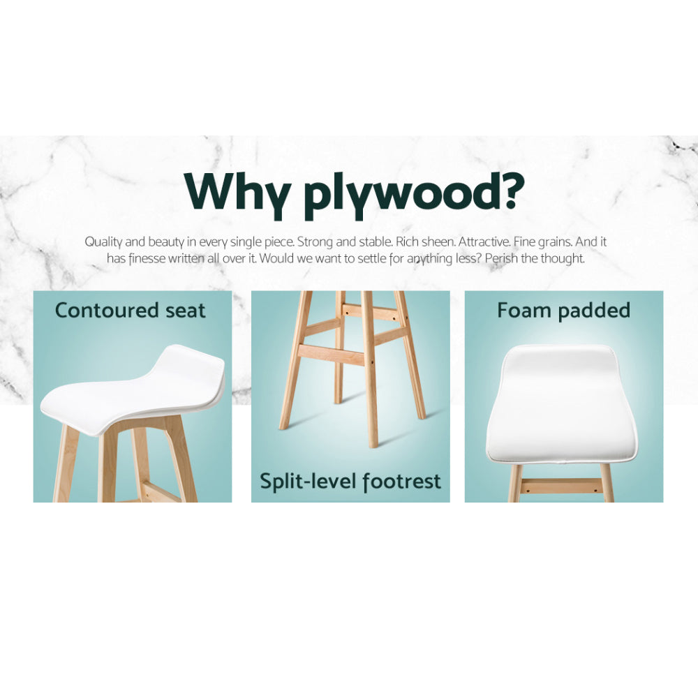 Sliva Set of 4 Bar Stools Wooden White
