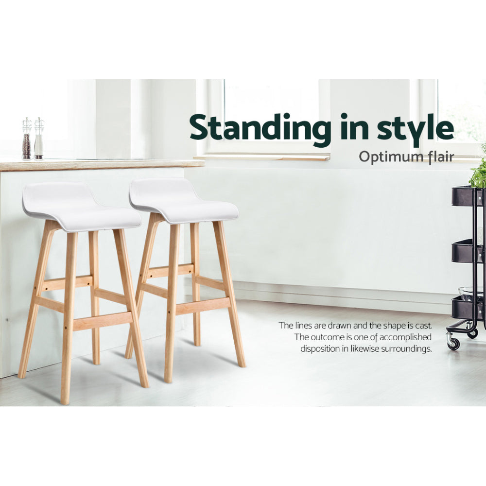 Sliva Set of 4 Bar Stools Wooden White