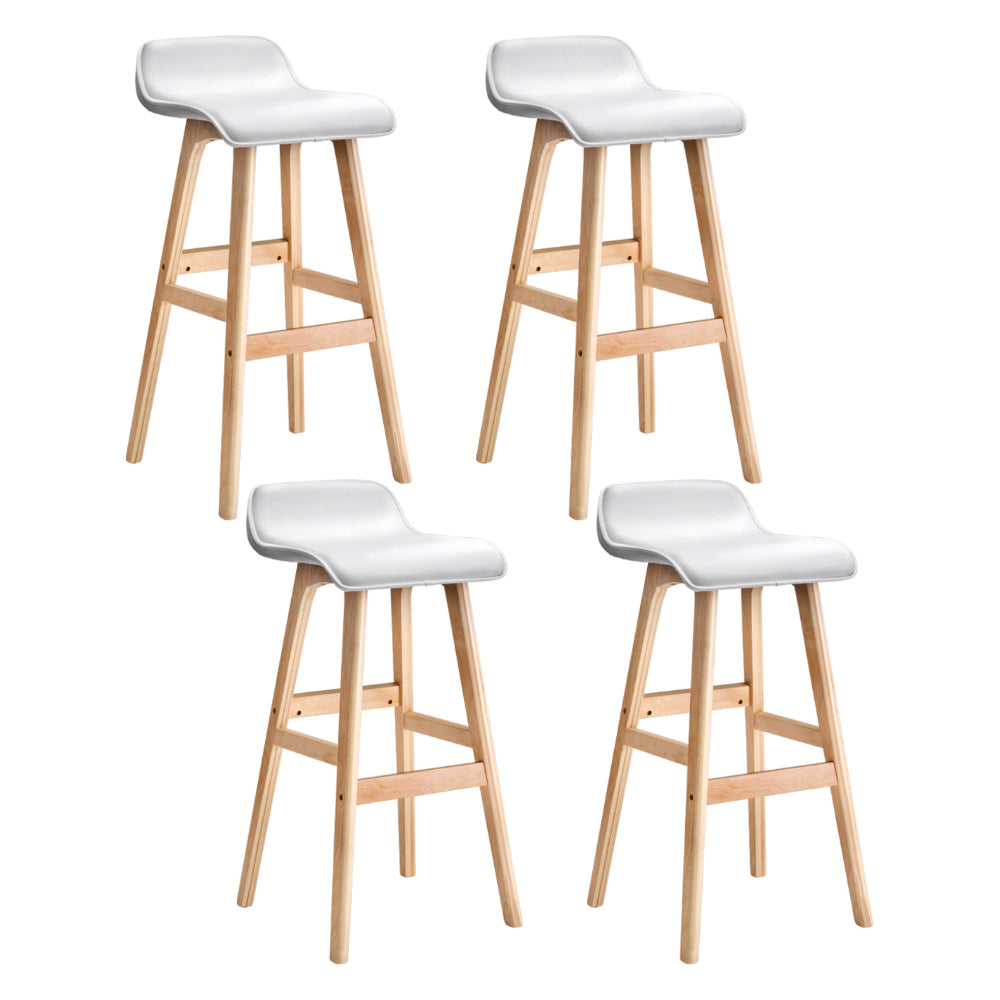 Sliva Set of 4 Bar Stools Wooden White