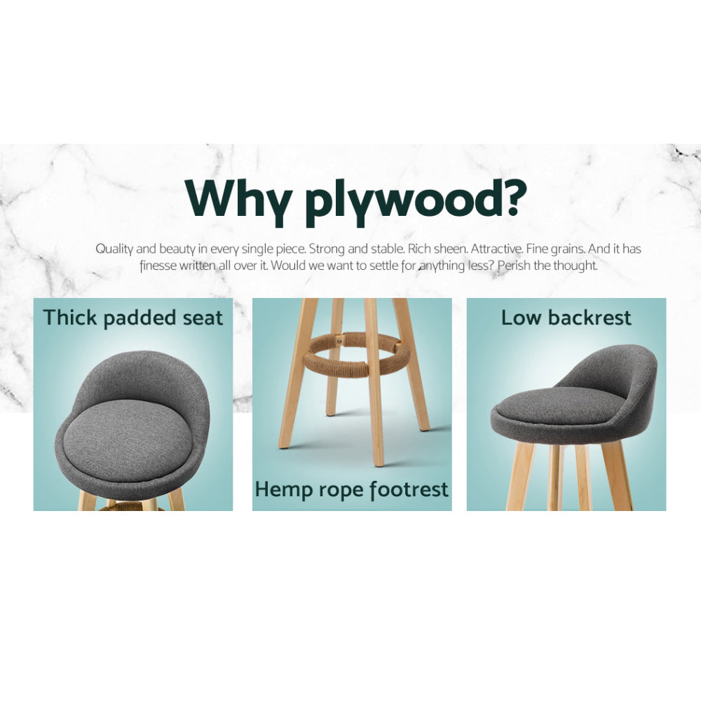 Dalvey Bar Stools 4-Pack Padded Linen Grey