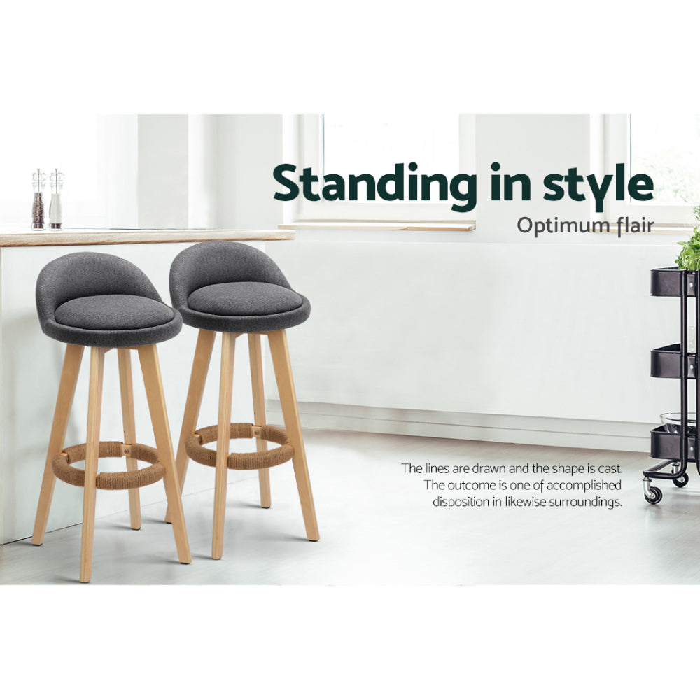 Dalvey Bar Stools 4-Pack Padded Linen Grey