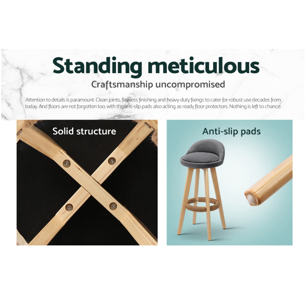 Dalvey Bar Stools 4-Pack Padded Linen Grey
