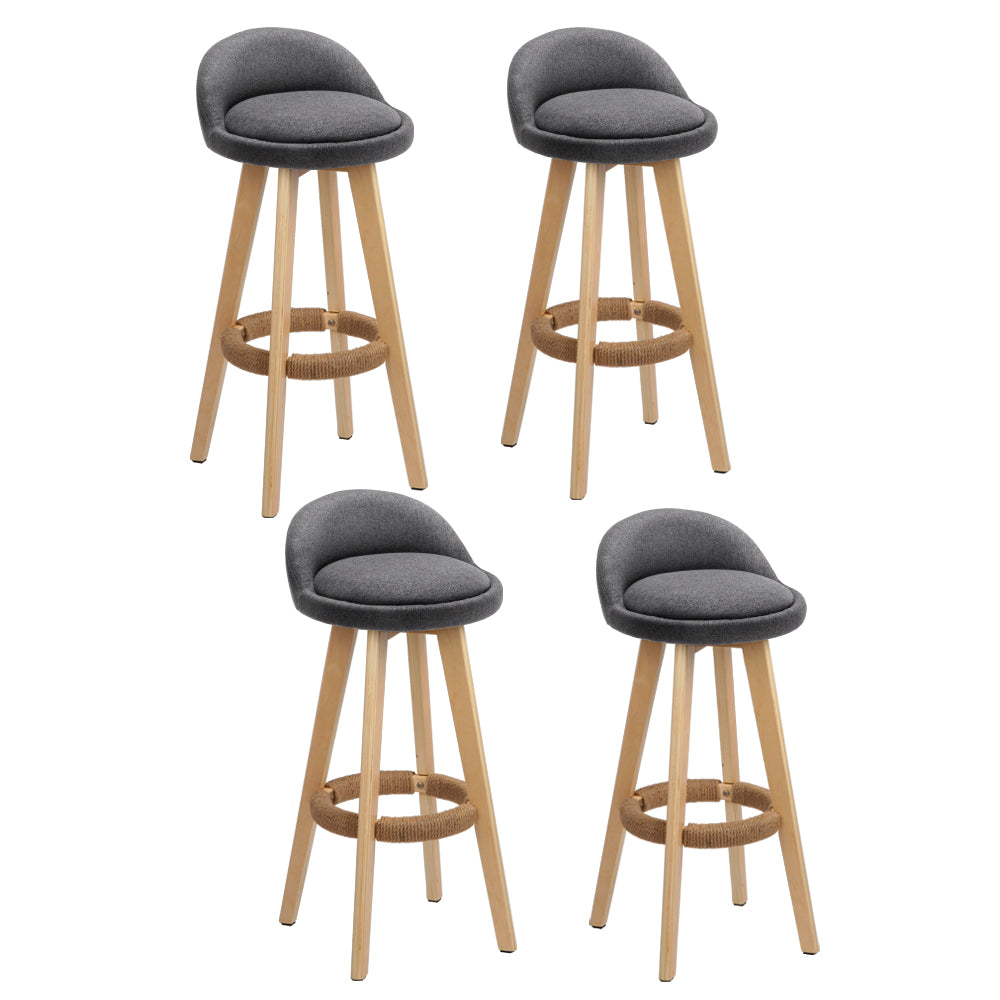 Dalvey Bar Stools 4-Pack Padded Linen Grey
