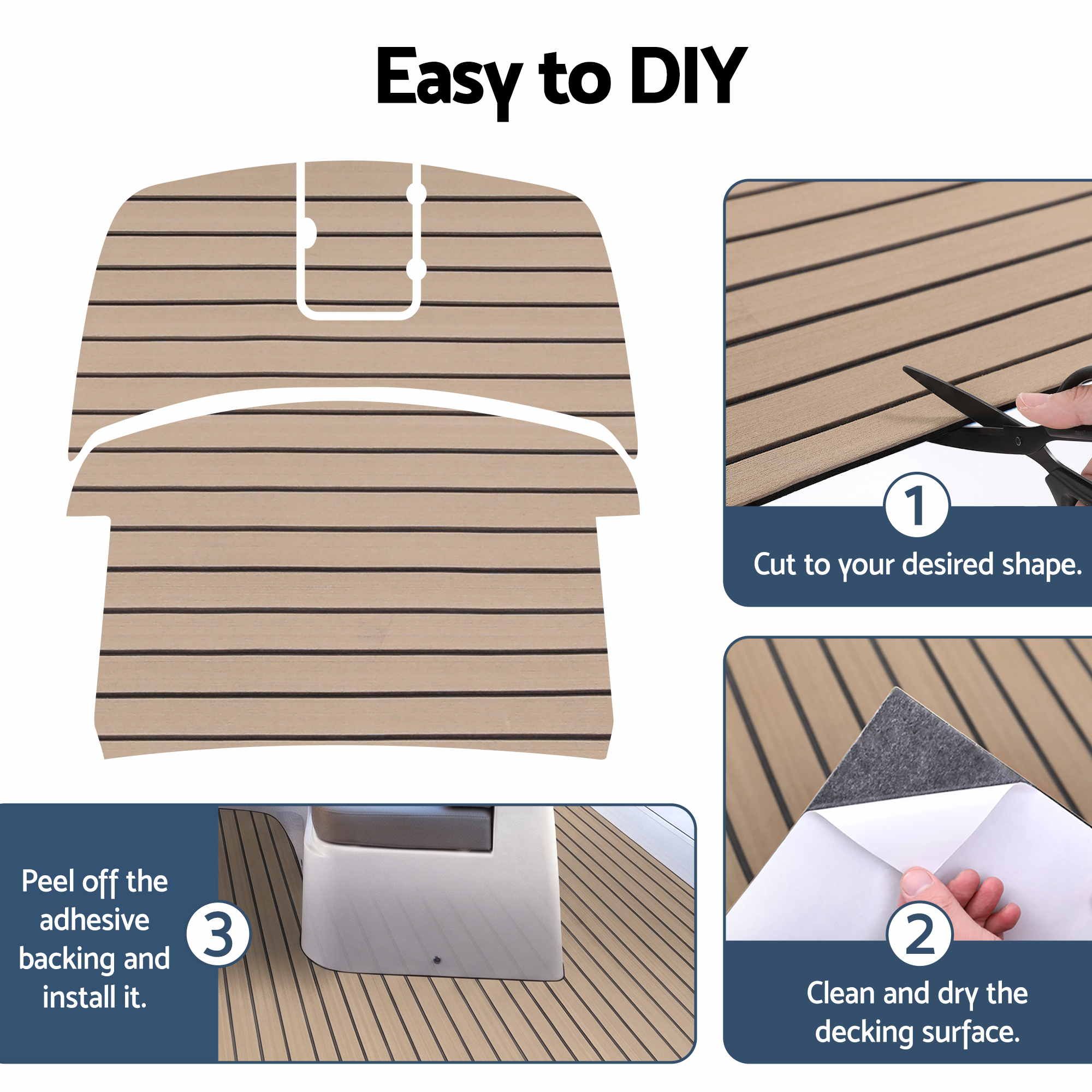 Seamanship Boat Flooring, EVA Foam Decking Mat, 240x90cm, Taupe