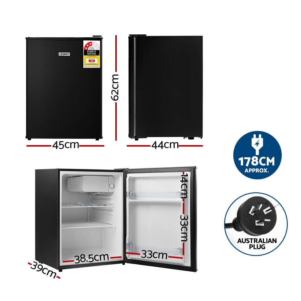 Devanti 70L Bar Fridge Portable Black