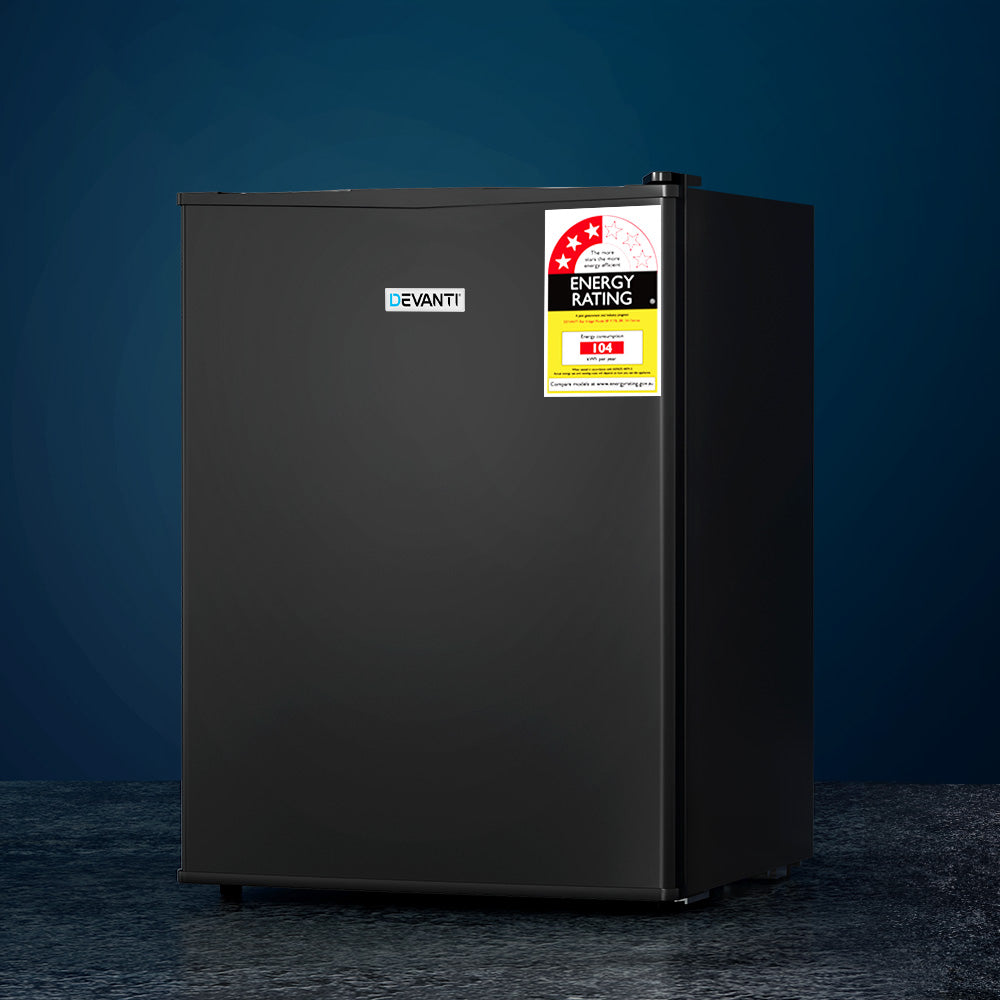 Devanti 70L Portable Bar Fridge with Chiller Compartment Black