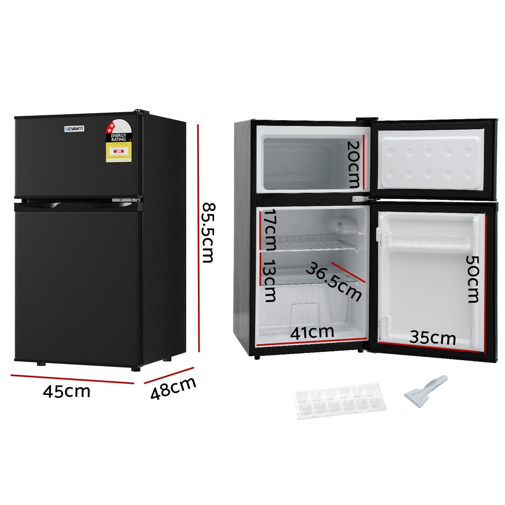 Energy Efficient 80L Twin Zone Bar Fridge - Devanti